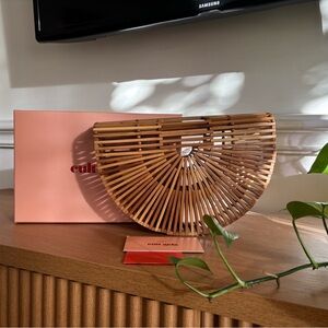 Cult Gaia Bamboo Tan Clutch